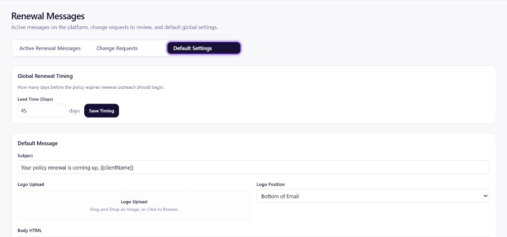 Renewal Settings